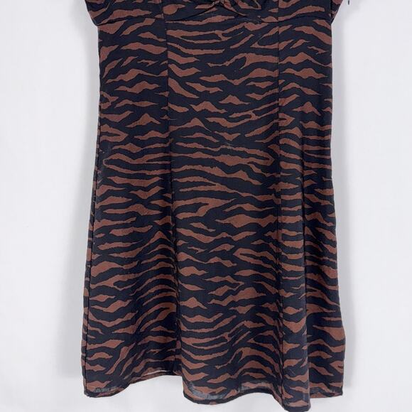 Madewell Dress Womens 0  Brown Black Zebra V-Neck Mini Abstract Animal - Picture 5 of 15